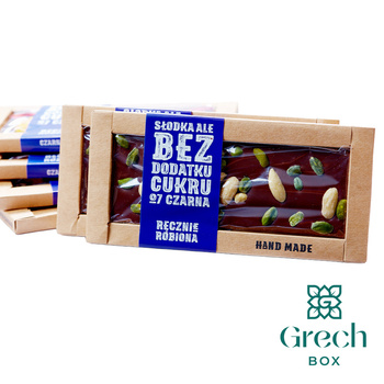 Czarna czekolada bez dodatku cukru – pistacja, migdały